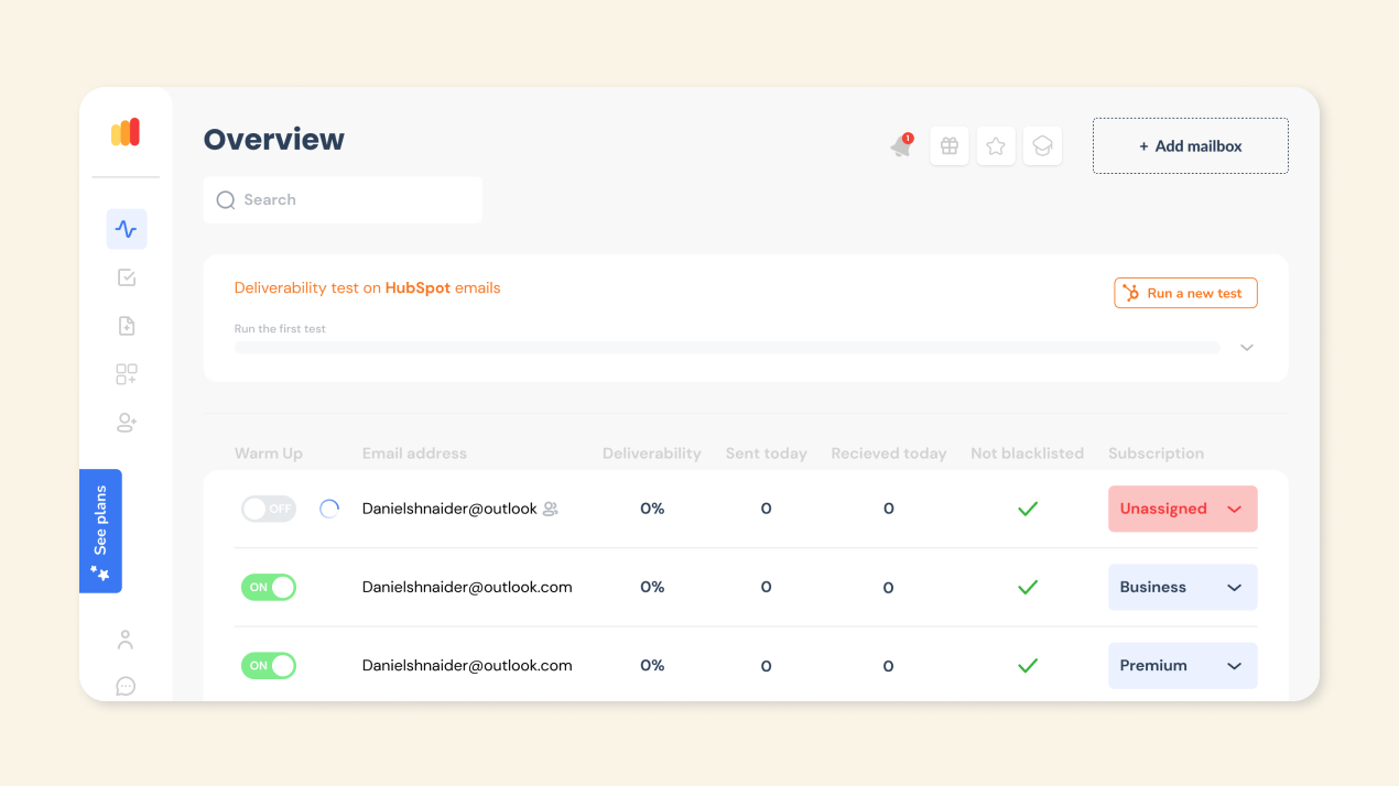 Run a test to analyze the deliverability of your HubSpot account